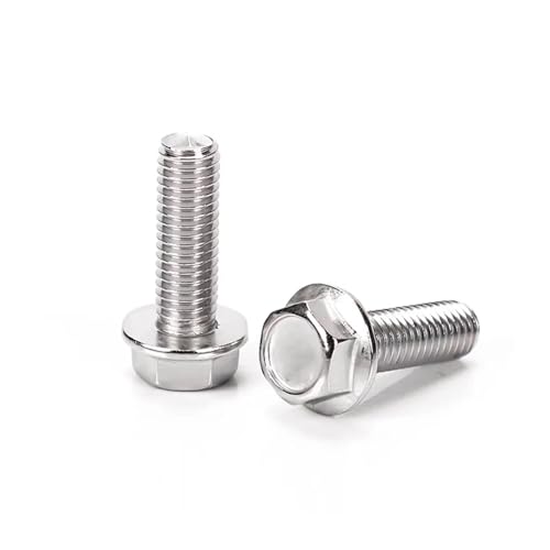 10 Stück Flanschschrauben aus Edelstahl 304 mit flachem Kopf, Sechskantschrauben, Schrauben M6 M8 for Heckplatten von Auto, Motorrad, Moped, Roller(M8-5Pcs,20mm) von NMQUETYAN