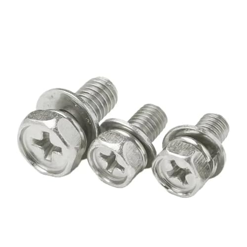 10 teile/beutel Bolzen Kombination Sechskant-Kreuzschlitzschrauben M4 M5 M6 for LifePo4 Batterie Montage Vernickelte Schrauben 8mm/10mm Lange(M5x10mm) von NMQUETYAN