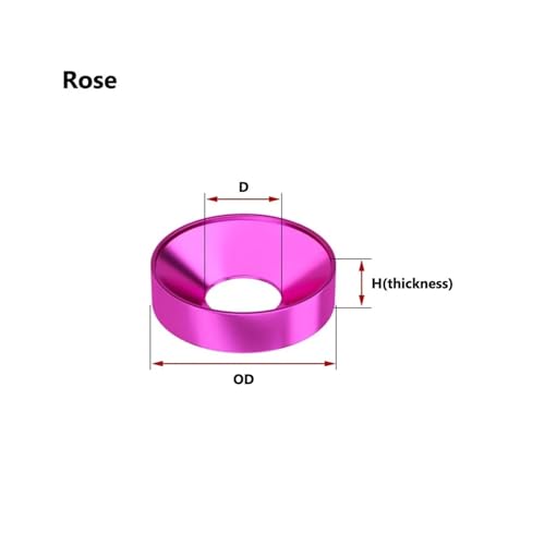 M2 .5 M3 M4 M5 M6 M8 Aluminiumlegierung Kegelscheiben Bunte Distanzscheiben Dichtung for Senkkopfschraube DIN7991 Fahrzeugmodifizierung(Rose,M2,10pcs) von NMQUETYAN
