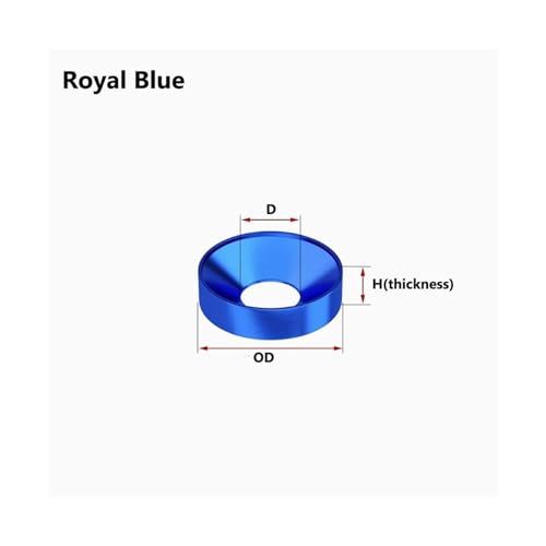 M2 .5 M3 M4 M5 M6 M8 Aluminiumlegierung Kegelscheiben Bunte Distanzscheiben Dichtung for Senkkopfschraube DIN7991 Fahrzeugmodifizierung(Royal Blue,M4,30Pcs) von NMQUETYAN