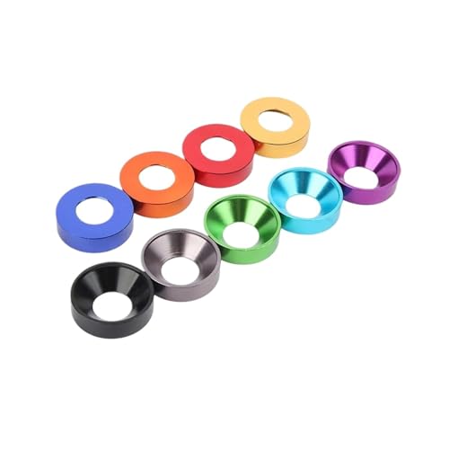 M2 M2.5 M3 M4 M5 M6 M8 Aluminiumlegierung Konische Unterlegscheiben Bunte Abstandshalter Dichtung for Senkkopfschraube DIN7991 Fahrzeugmodifizierung(Silver,M2_10PCS) von NMQUETYAN