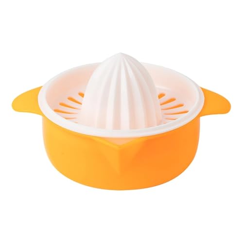 Manueller Fruchtentsafter, Edelstahl-Handentsafter mit Schüsselsieb, Rotationspresse, Zitruspresse for Orangen- und Zitronenküchenwerkzeug(Plastics Orange) von NMQUETYAN