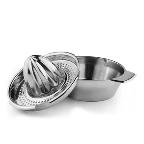 Manueller Fruchtentsafter, Edelstahl-Handentsafter mit Schüsselsieb, Rotationspresse, Zitruspresse for Orangen- und Zitronenküchenwerkzeug(Stainless Steel) von NMQUETYAN