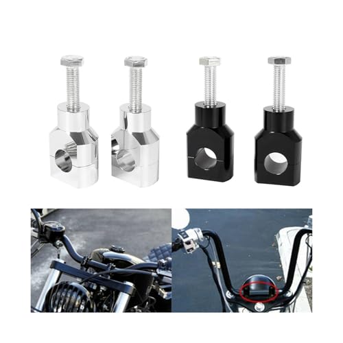 Motorrad Schwarz/Chrom Aluminium Lenker Montage Lenker Riser Clamp 22mm 25mm for Universal(22MM Black) von NMQUETYAN