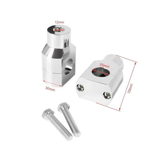 Motorrad Schwarz/Chrom Aluminium Lenker Montage Lenker Riser Clamp 22mm 25mm for Universal(25MM Chrome) von NMQUETYAN