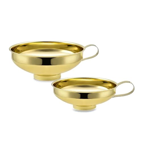 Premium Edelstahl Weithalstrichter for Einmachen von Salatdressing Flüssigkeitsfilter Küchenwerkzeug Gadget Hopper(Golden combination) von NMQUETYAN