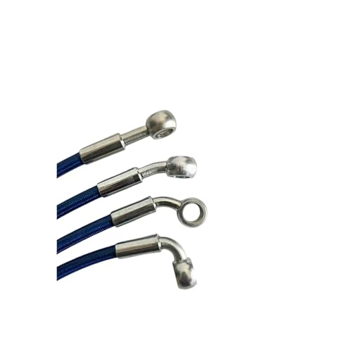 Universal Motorrad Vorne Hinten Hydraulische Edelstahl Geflochtene Brems Schlauch Roller AN3 Verstärkt Kupplung Rohr M10(Blue090silvery,1 PIECE_250CM) von NMQUETYAN