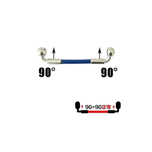 Universal Motorrad Vorne Hinten Hydraulische Edelstahl Geflochtene Brems Schlauch Roller AN3 Verstärkt Kupplung Rohr M10(Blue90silvery,1 PIECE_180CM) von NMQUETYAN