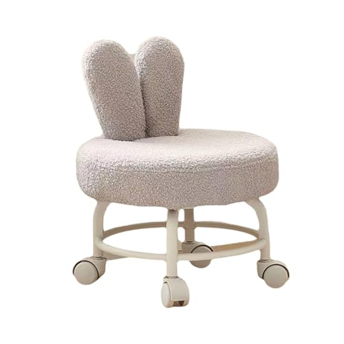 2 STÜCK Niedriger Rollhocker Mit Rückenlehne – Beweglicher Mini-Drehhocker Lammwollkissen for Zuhause, Büro Und Friseursalon(Gray) von NMVAWIPT