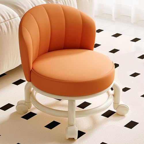 2 Stück Drehbarer Rollhocker Mit Rückenlehne – Niedriger Sitz Aus PU-Leder 360-Grad-Rädern for Das Home Office(Color 6) von NMVAWIPT