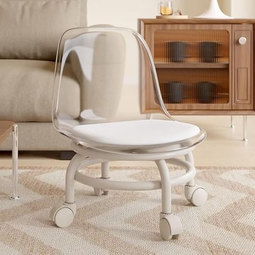 2 Stücke Acryl Swivel Niedrigen Hocker Mit Rückenlehne 360 ° Beweglichen Roll Stuhl for Home Office(Clear) von NMVAWIPT