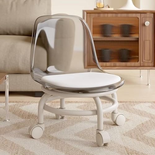 2 Stücke Acryl Swivel Niedrigen Hocker Mit Rückenlehne 360 ° Beweglichen Roll Stuhl for Home Office(Gray) von NMVAWIPT