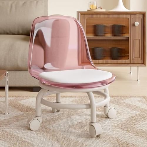 2 Stücke Acryl Swivel Niedrigen Hocker Mit Rückenlehne 360 ° Beweglichen Roll Stuhl for Home Office(Pinka) von NMVAWIPT