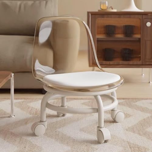 2 Stücke Acryl Swivel Niedrigen Hocker Mit Rückenlehne 360 ° Beweglichen Roll Stuhl for Home Office(Tan) von NMVAWIPT