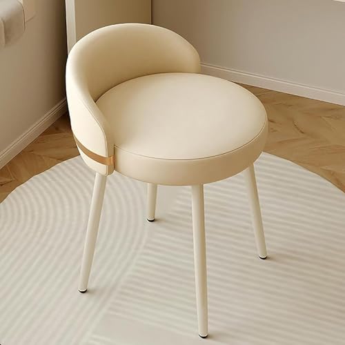 2-teiliger Drehstuhl for Damen, Schminkhocker Aus PU-Leder Mit Gepolsterter Sitzfläche, Akzentstuhl Niedriger Rückenlehne Den Schminktisch Im Schlafzimmer(Beige) von NMVAWIPT