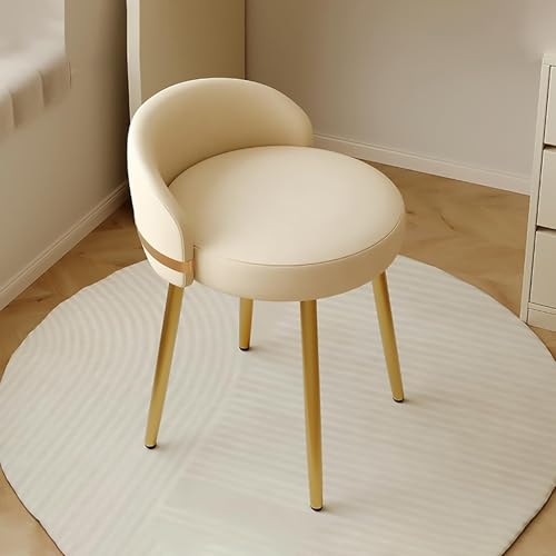 2-teiliger Drehstuhl for Damen, Schminkhocker Aus PU-Leder Mit Gepolsterter Sitzfläche, Akzentstuhl Niedriger Rückenlehne Den Schminktisch Im Schlafzimmer(Beige a) von NMVAWIPT