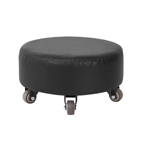 2er-Pack Niedriger Rollhocker Mit 360°-Rädern for Nagelstudio, Home-Office, Pediküre(Black) von NMVAWIPT