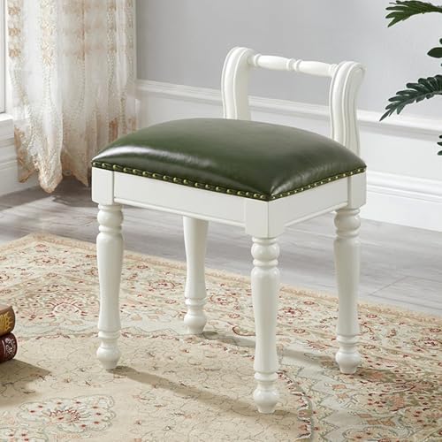 2er-Set: Schminktischhocker Aus Leder, Gepolsterte Klavierbank Mit Geschnitzten Beinen Massivholz, Schminkstuhl Niedriger Rückenlehne(Green E) von NMVAWIPT