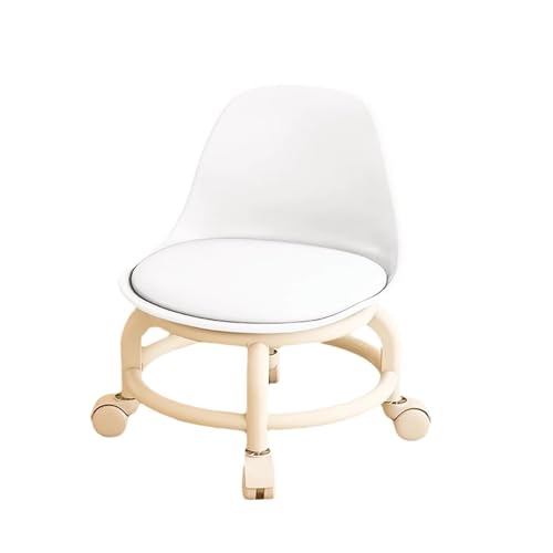 4-teiliger Niedriger Rollhocker Mit Rückenlehne, 360° Drehbarer Arbeitshocker Rädern for Garage, SPA, Büro(White) von NMVAWIPT