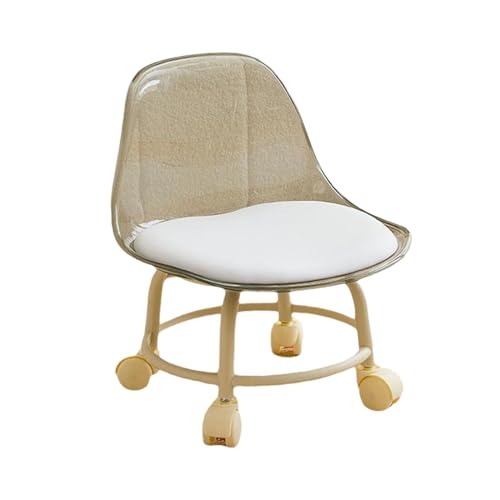 4-teiliger Niedriger Rollhocker Mit Rückenlehne, 360°-Schwenkräder for Home Office Beauty Salon(Gray) von NMVAWIPT
