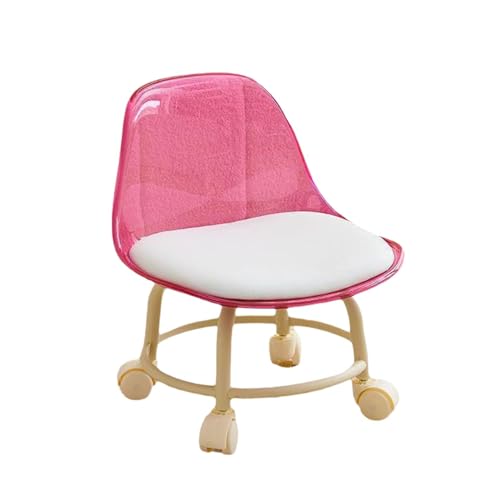 4-teiliger Niedriger Rollhocker Mit Rückenlehne, 360°-Schwenkräder for Home Office Beauty Salon(Pink) von NMVAWIPT