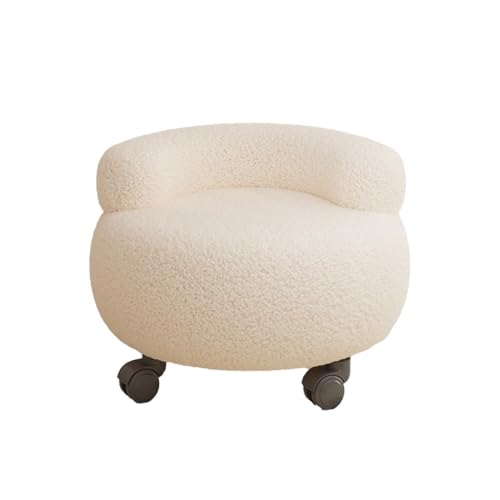 4er-Pack Niedriger Rollhocker Mit Rückenlehne, 360° Drehbarer Tritthocker Universalrädern for Zuhause, Büro, Schönheitssalon(White) von NMVAWIPT