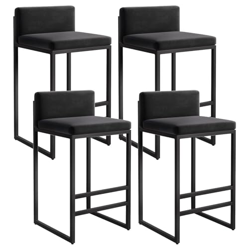 4er-Set Barhocker Aus Samt – Moderne Barhocker Mit Niedriger Rückenlehne Und Metallrahmen for Kücheninseln, Esszimmer Und Wohnbereiche(A3,29.5in) von NMVAWIPT