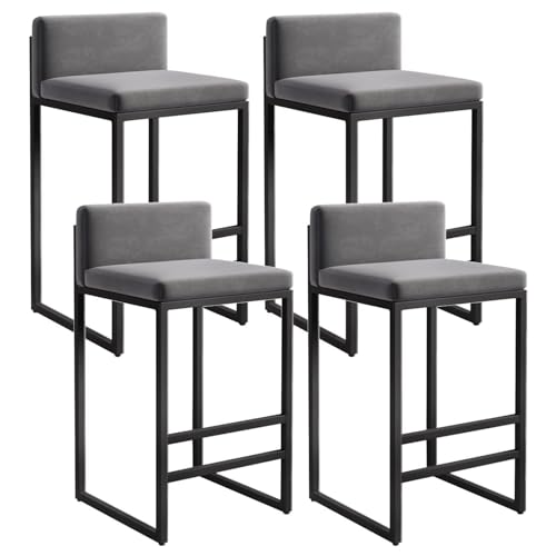 4er-Set Barhocker Aus Samt – Moderne Barhocker Mit Niedriger Rückenlehne Und Metallrahmen for Kücheninseln, Esszimmer Und Wohnbereiche(A8,29.5in) von NMVAWIPT