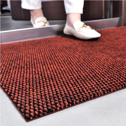 Draußen Drinnen Besonders Langlebig rutschfeste PVC-Unterseite Polypropylen Fußmatten, Unauffällig Widersteht Schmutz Flur Küche Teppich (Color : Red, Size : 50 * 80CM) von NMVAWIPT