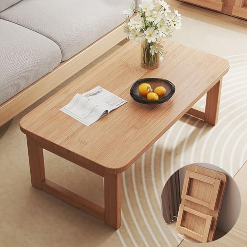 Keine Installation Erforderlich - Bodenklappbarer Niedriger Couchtisch, Massivholz for Wohnzimmer Und Schlafzimmer(Natural,31x18x14inch) von NMVAWIPT