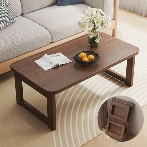 Keine Installation Erforderlich - Bodenklappbarer Niedriger Couchtisch, Massivholz for Wohnzimmer Und Schlafzimmer(Walnut,39x20x14inch) von NMVAWIPT