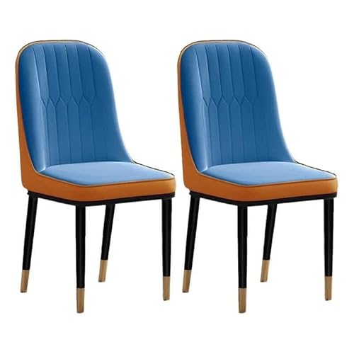Moderne Esszimmerstühle Aus Kunstleder Mit Niedriger Rückenlehne Und Mattierten Metallbeinen for Küche, Esszimmer Oder Büro(Blue-Brass,Set of 2) von NMVAWIPT