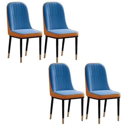 Moderne Esszimmerstühle Aus Kunstleder Mit Niedriger Rückenlehne Und Mattierten Metallbeinen for Küche, Esszimmer Oder Büro(Blue-Brass,Set of 4) von NMVAWIPT