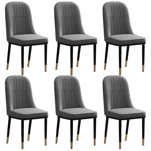 Moderne Esszimmerstühle Aus Kunstleder Mit Niedriger Rückenlehne Und Mattierten Metallbeinen for Küche, Esszimmer Oder Büro(Dark Gray-Brass,Set of 6) von NMVAWIPT