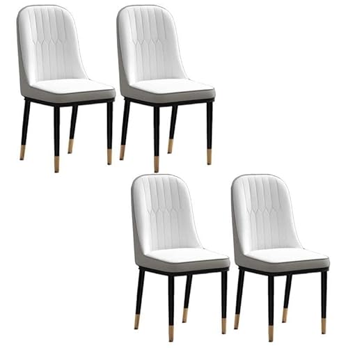Moderne Esszimmerstühle Aus Kunstleder Mit Niedriger Rückenlehne Und Mattierten Metallbeinen for Küche, Esszimmer Oder Büro(Gray White-Brass,Set of 4) von NMVAWIPT