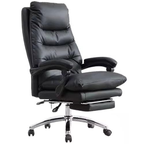 NMVAWIPT 160° Verstellbarer Bürostuhl Mit Fußstütze, Chefschreibtisch Aus Mikrofaserleder(Black,112) von NMVAWIPT