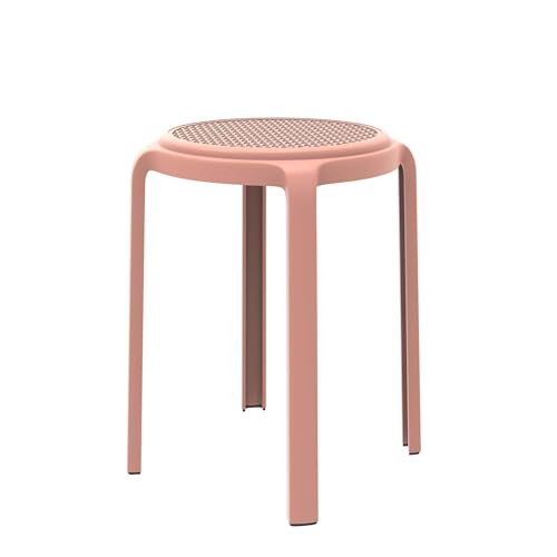 NMVAWIPT 2 Runde Esszimmerhocker Aus Kunststoff Von Tresse, Stapelbarer Rückenfreier Akzent Im Mid-Century-Modern-Stil for Küche, Zimmer Und Außenbereich(Pink) von NMVAWIPT
