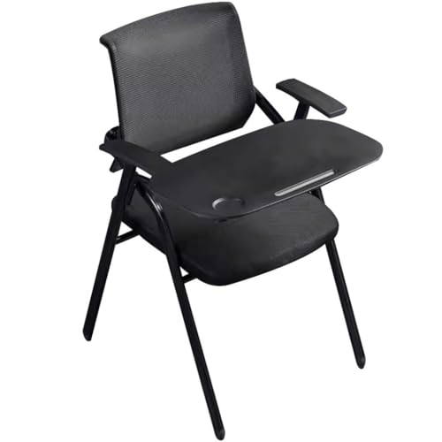 NMVAWIPT 2 STÜCKE Büroklappstühle Mit Schreibtafel, Atmungsaktiver Trainingsstuhl for Unternehmen, Schreibblock, Tragbare Rückenlehne Besprechungsräume(Black) von NMVAWIPT