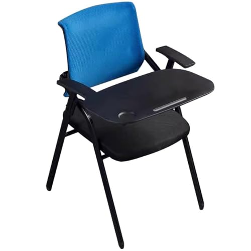 NMVAWIPT 2 STÜCKE Büroklappstühle Mit Schreibtafel, Atmungsaktiver Trainingsstuhl for Unternehmen, Schreibblock, Tragbare Rückenlehne Besprechungsräume(Blue) von NMVAWIPT