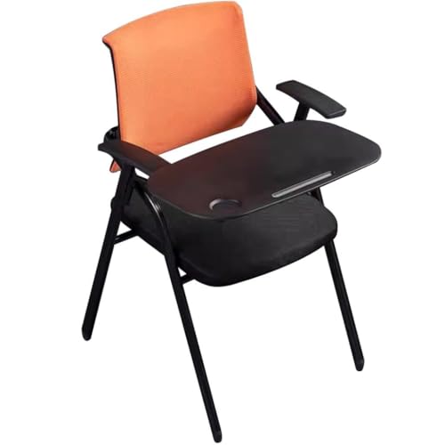 NMVAWIPT 2 STÜCKE Büroklappstühle Mit Schreibtafel, Atmungsaktiver Trainingsstuhl for Unternehmen, Schreibblock, Tragbare Rückenlehne Besprechungsräume(Orange) von NMVAWIPT
