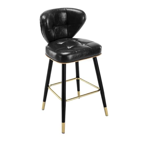 NMVAWIPT 2 STÜCKE - Restaurant-Esszimmermöbel, Moderner Barhocker for Die Küche, Kaffee-Frühstücksstuhl Mit Fußstütze, Gepolstert(Black,65cm(25.6 Inch)) von NMVAWIPT