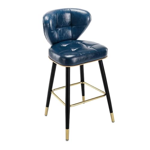 NMVAWIPT 2 STÜCKE - Restaurant-Esszimmermöbel, Moderner Barhocker for Die Küche, Kaffee-Frühstücksstuhl Mit Fußstütze, Gepolstert(Blue,55cm(21.6 Inch)) von NMVAWIPT