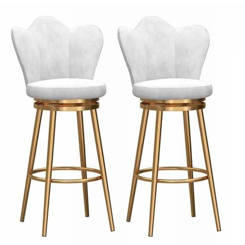 NMVAWIPT 2 Stück - 360° Drehbare Barhocker In Thekenhöhe Mit Hoher Rückenlehne, Drehbarer Hocker Aus Samt, Barhocker for Die Empfangstheke(Black,Seat Height 75 cm) von NMVAWIPT