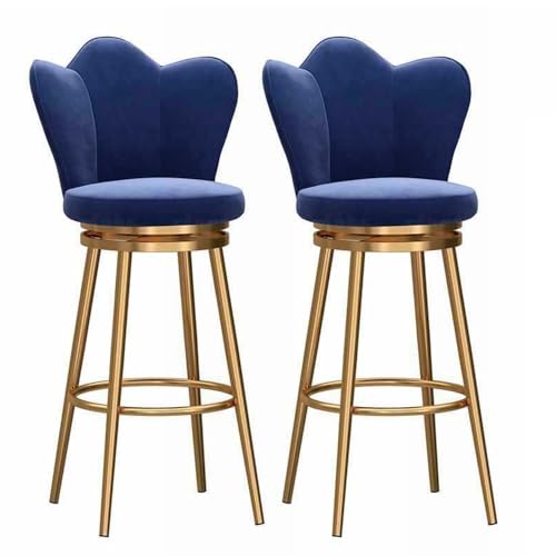 NMVAWIPT 2 Stück - 360° Drehbare Barhocker In Thekenhöhe Mit Hoher Rückenlehne, Drehbarer Hocker Aus Samt, Barhocker for Die Empfangstheke(Gray,Seat Height 65 cm) von NMVAWIPT