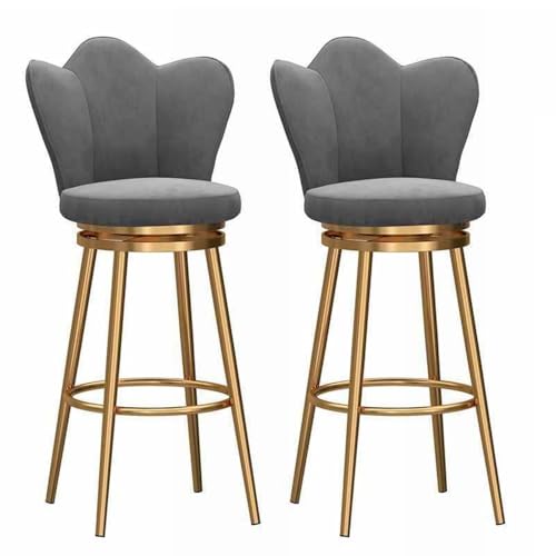 NMVAWIPT 2 Stück - 360° Drehbare Barhocker In Thekenhöhe Mit Hoher Rückenlehne, Drehbarer Hocker Aus Samt, Barhocker for Die Empfangstheke(Green,Seat Height 75 cm) von NMVAWIPT
