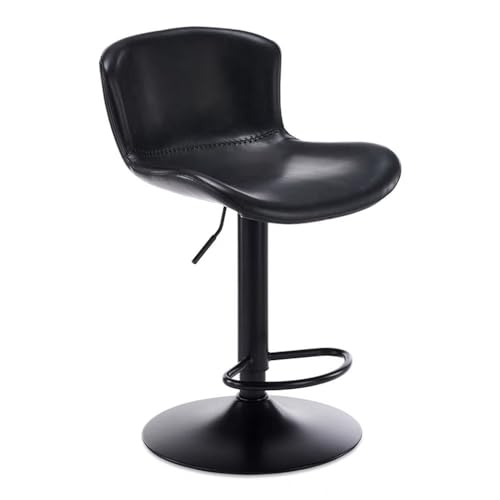 NMVAWIPT 2 Stück - 360° Drehbare Küchenbarhocker, Höhenverstellbare Barhocker Mit Rückenlehne, Gepolsterte Stühle for Café-Restaurants(Black,Low) von NMVAWIPT
