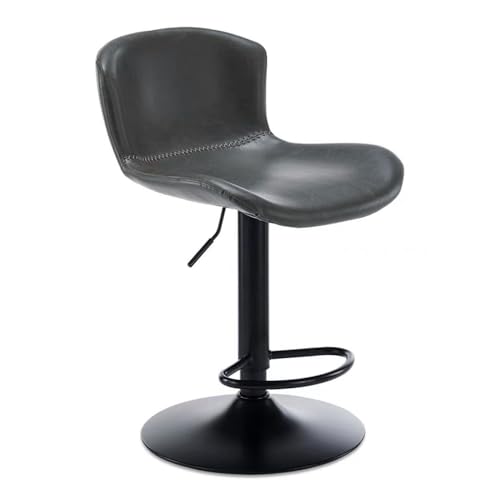NMVAWIPT 2 Stück - 360° Drehbare Küchenbarhocker, Höhenverstellbare Barhocker Mit Rückenlehne, Gepolsterte Stühle for Café-Restaurants(Gray,Low) von NMVAWIPT