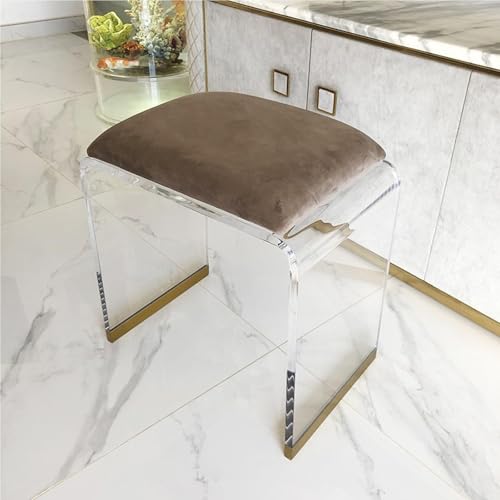 NMVAWIPT 2 Stück Acrylhocker Mit Samtpolsterung, Durchsichtige Tritthocker, Moderner Kurzer Hockerstuhl for Schminktisch, Kreativer Nachttisch(Brown,12.6" Dx9.1 Wx10.2 H) von NMVAWIPT