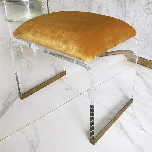 NMVAWIPT 2 Stück Acrylhocker Mit Samtpolsterung, Durchsichtige Tritthocker, Moderner Kurzer Hockerstuhl for Schminktisch, Kreativer Nachttisch(Orange,16.1" Dx11.4 Wx17.7 H) von NMVAWIPT