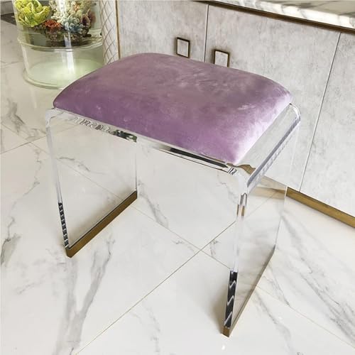 NMVAWIPT 2 Stück Acrylhocker Mit Samtpolsterung, Durchsichtige Tritthocker, Moderner Kurzer Hockerstuhl for Schminktisch, Kreativer Nachttisch(Purple,12.6" Dx9.1 Wx10.2 H) von NMVAWIPT